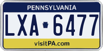 PA license plate LXA6477