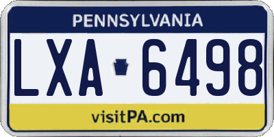 PA license plate LXA6498