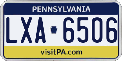 PA license plate LXA6506