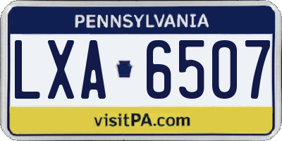 PA license plate LXA6507