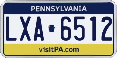 PA license plate LXA6512