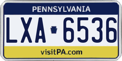PA license plate LXA6536