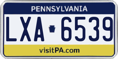 PA license plate LXA6539