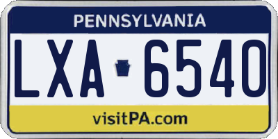 PA license plate LXA6540