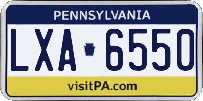 PA license plate LXA6550