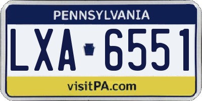 PA license plate LXA6551