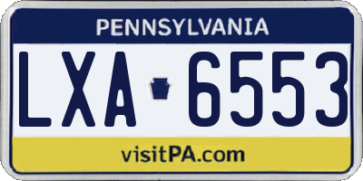 PA license plate LXA6553