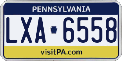 PA license plate LXA6558