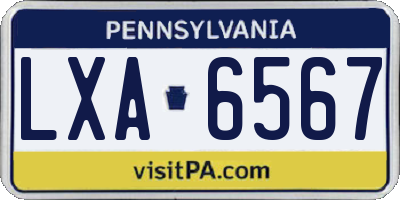 PA license plate LXA6567