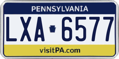 PA license plate LXA6577