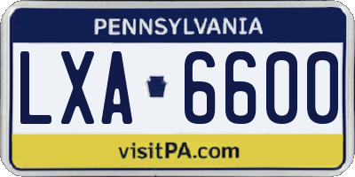PA license plate LXA6600