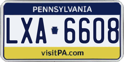 PA license plate LXA6608