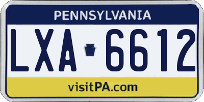 PA license plate LXA6612