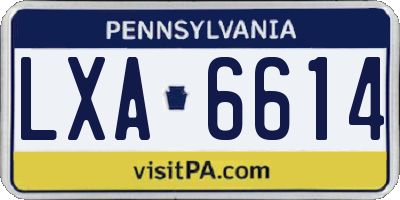 PA license plate LXA6614