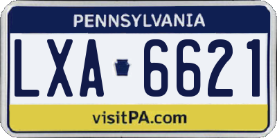 PA license plate LXA6621