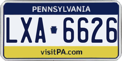 PA license plate LXA6626