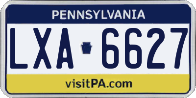 PA license plate LXA6627
