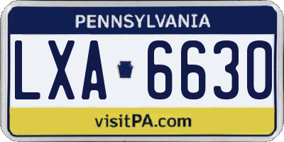 PA license plate LXA6630