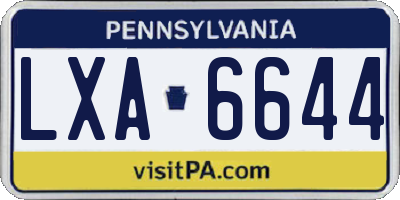 PA license plate LXA6644
