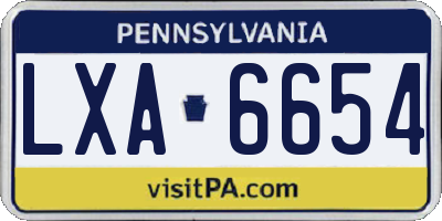 PA license plate LXA6654