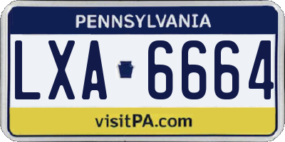 PA license plate LXA6664
