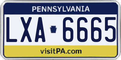 PA license plate LXA6665