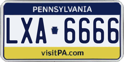 PA license plate LXA6666