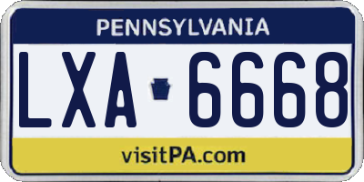 PA license plate LXA6668