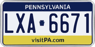 PA license plate LXA6671