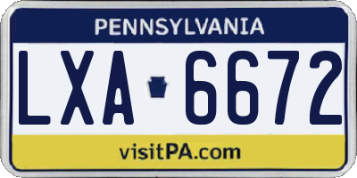 PA license plate LXA6672
