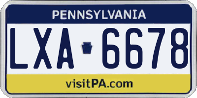 PA license plate LXA6678