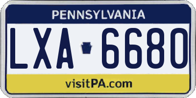 PA license plate LXA6680