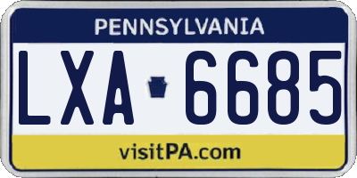 PA license plate LXA6685
