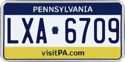 PA license plate LXA6709