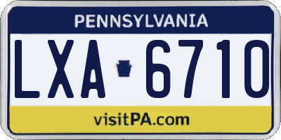 PA license plate LXA6710