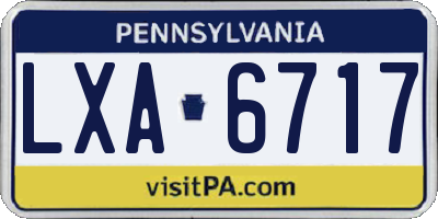 PA license plate LXA6717
