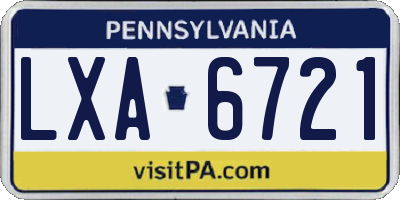 PA license plate LXA6721