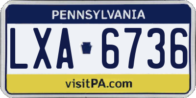 PA license plate LXA6736