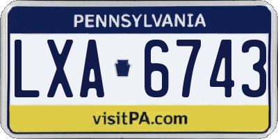 PA license plate LXA6743