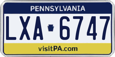 PA license plate LXA6747