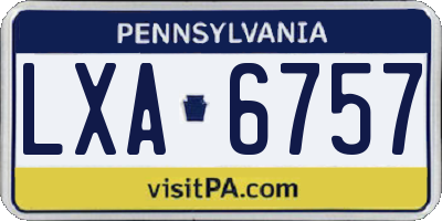 PA license plate LXA6757