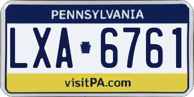 PA license plate LXA6761