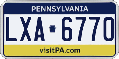 PA license plate LXA6770