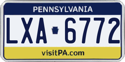 PA license plate LXA6772