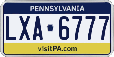 PA license plate LXA6777