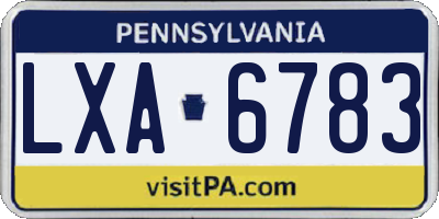 PA license plate LXA6783