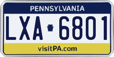 PA license plate LXA6801