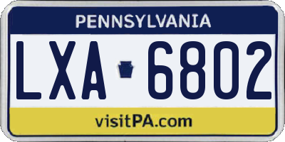 PA license plate LXA6802