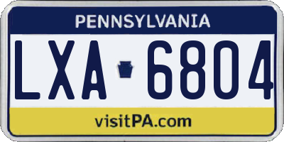 PA license plate LXA6804