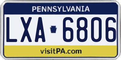 PA license plate LXA6806